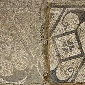 Tunisia 2013, before and after cleaning of a relaid mosaic